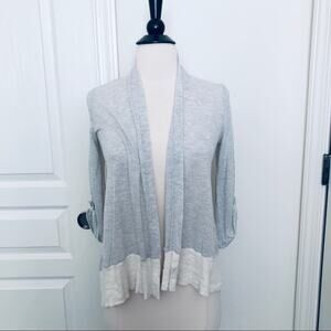 Splendid microstripe 3/4 sleeve open cardigan
